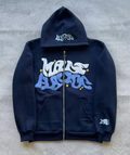 Retro Star and Letter Printed Zipper Hoodies